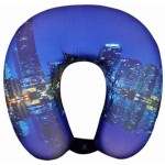 VIAGGI City Blue 3D Print U Shaped Memory Foam Travel Neck and Neck Pain Relief Comfortable Super Soft Orthopedic Cervical Pillows